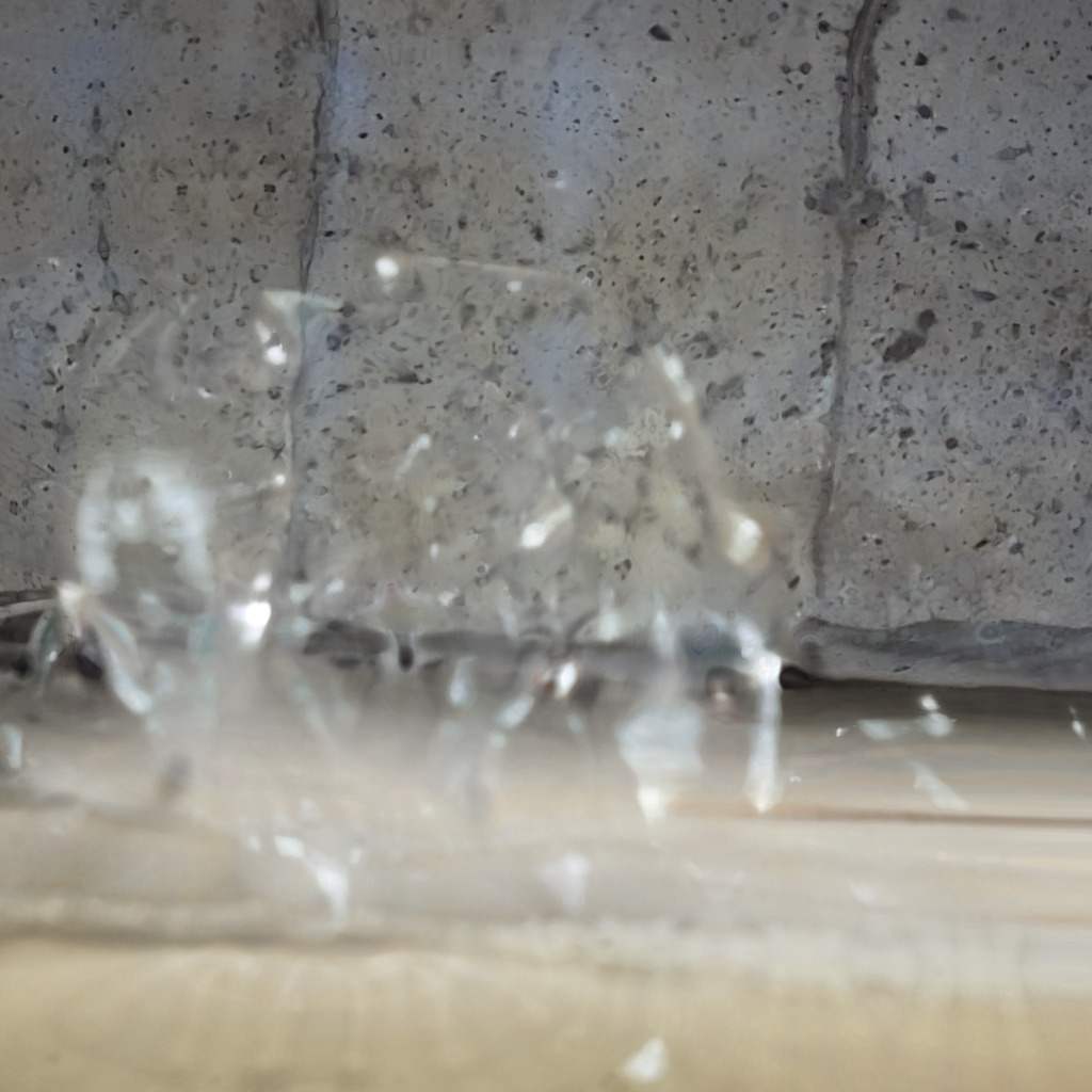 One latent vector-generated image of a light bulb shattering.